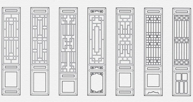 通许常用中式仿古花窗图案隔断设计图